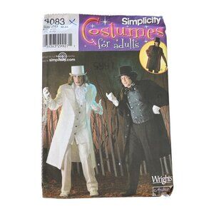 Simplicity 4083 Costume Pattern Size M-XL Mens Victorian Coat Cape Dickens UNCUT